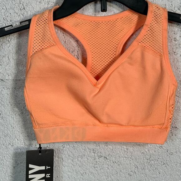 Dkny Sport Mesh Racerback Medium Impact Sports Bra orange, XS - Picture 6 of 8